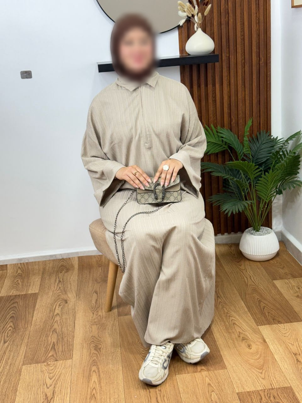 Robe 02 Col Zippé en lin crash, coloris grège, assise