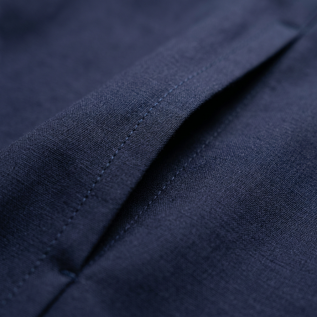 Macro du crêpe Nida bleu nuit, tissu mat et opaque